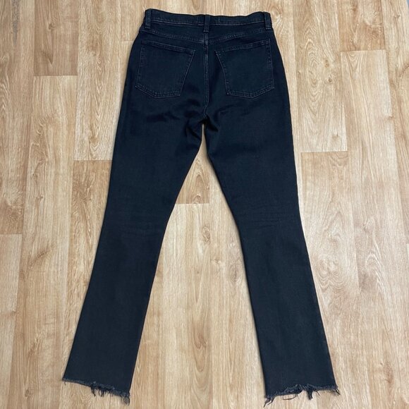 ABERCROMBIE & FITCH JEANS HIGH RISE FRONT SEAM SLIT SIZE 28 SKINNY BLACK GRUNGE - Picture 2 of 12